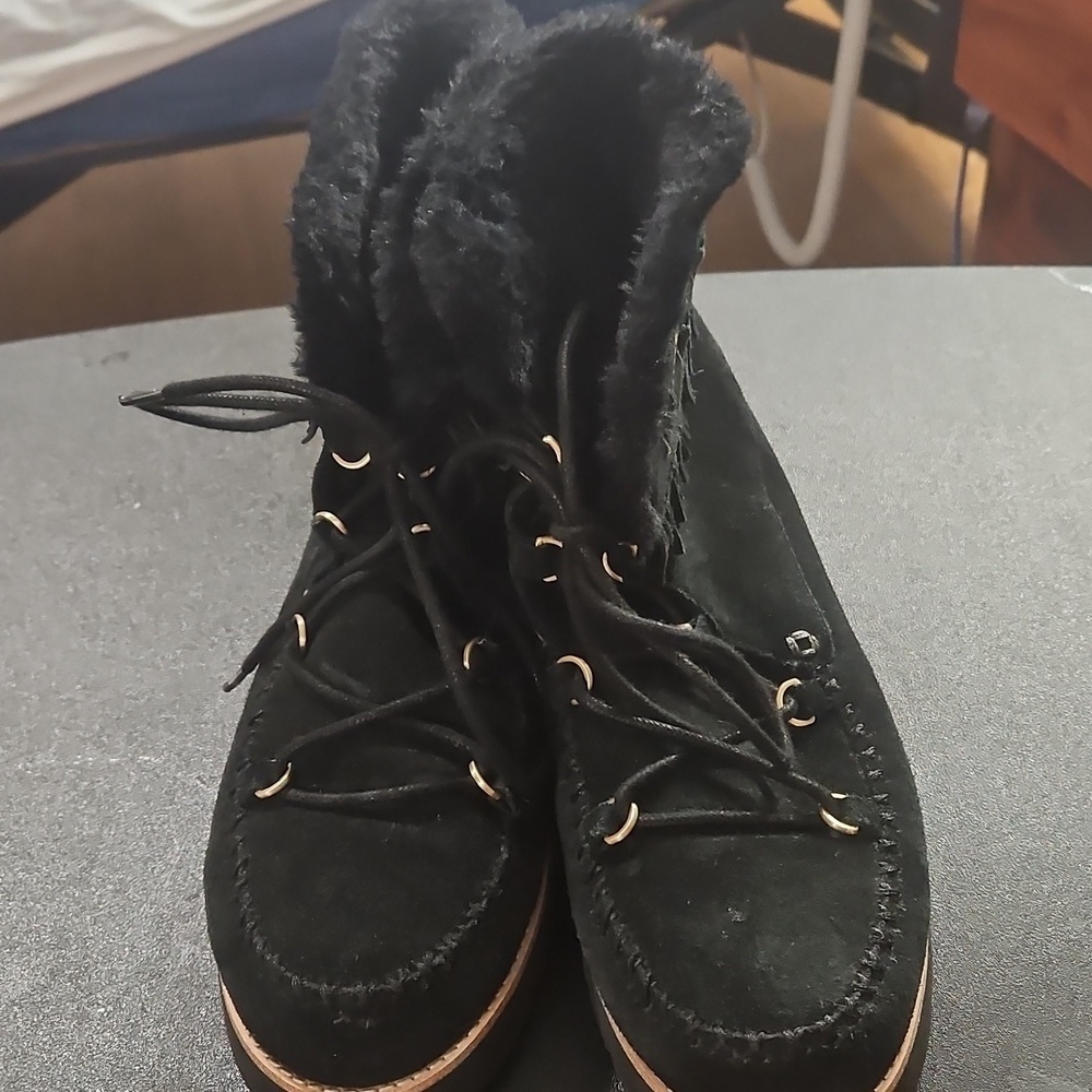 Jack Rogers Women's 9.5M Vera Suede Lace Up Fur Lined Waterproof Moc Boots - Picture 4 of 10
